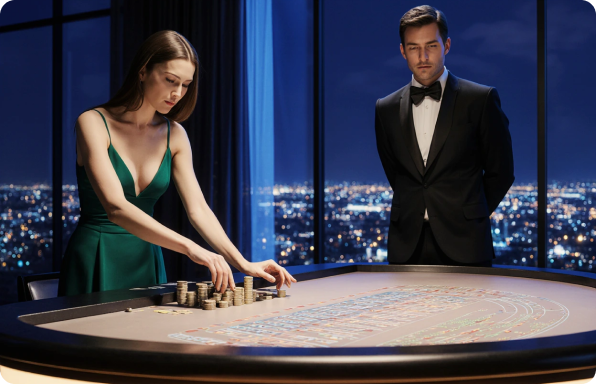 James Bond 007 themed casino with sleek monochrome design, dramatic spotlighting, and sophisticated espionage aesthetic